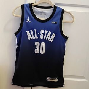 All-Star Curry #30 Jordan Blue and Black Basketball Jersey
